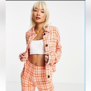 ASOS Design Orange Multi Crop Suit Jacket
